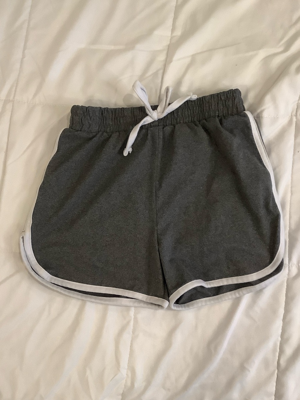 Girls' Charcoal Gray Athletic Shorts with White Trim